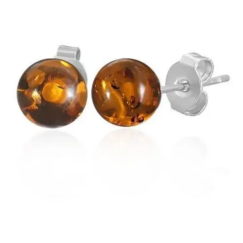 Biżuteria e-shop Stalowe kolczyki wkręty - przejrzyste pomarańczowe kuleczki