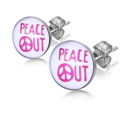 Stalowe kolczyki z napisem "PEACE OUT"