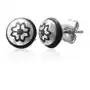 Stalowe kolczyki z symbolem czterolistnej koniczynki z czarną gumeczką Biżuteria e-shop Sklep