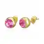 Stalowe kolczyki złotego koloru, kuleczka z różową cyrkonią, wkręty Biżuteria e-shop Sklep