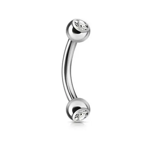 Stalowy 316L piercing do brwi - kuleczka z przezroczystą cyrkonią, kolor srebrny, 6 mm, W29.20