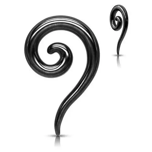 Biżuteria e-shop Stalowy ekspander do ucha w kolorze czarnym - gładka skręcona spirala - grubość kolczyka: 2 mm