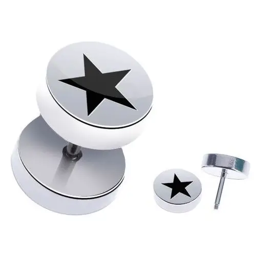 Biżuteria e-shop Stalowy fake piercing do ucha - lśniący, okrągły, pięcioramienna gwiazda