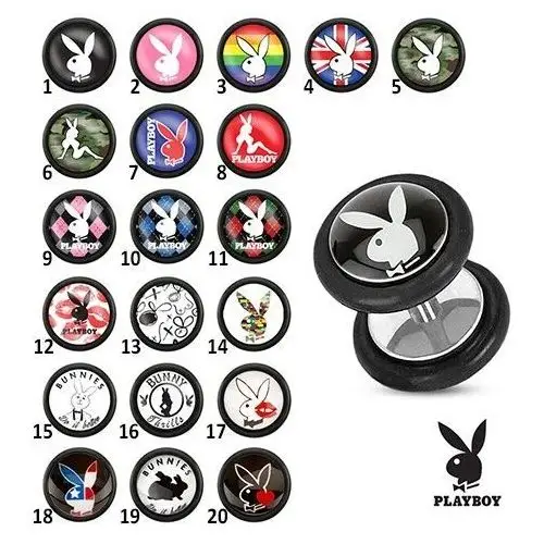 Stalowy fake plug do ucha, Playboy - Symbol: PB02