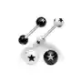 Biżuteria e-shop Stalowy kolczyk do języka, czarno-białe akrylowe kuleczki z gwiazdkami - kolor kolczyka: biały - czarny Sklep