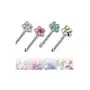 Stalowy kolczyk do nosa, prosty, kolorowy kwiatek z cyrkonii - kolor cyrkoni: różowy - p Biżuteria e-shop Sklep