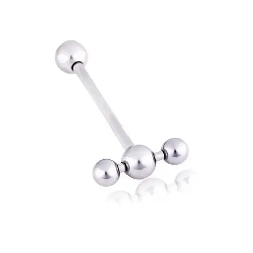 Biżuteria e-shop Stalowy kolczyk do ucha - podwójny barbell - długość kolczyka: 16 mm