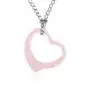 Stalowy naszyjnik, różowy ceramiczny zarys serca, łańcuszek srebrnego koloru Sklep