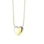 Biżuteria e-shop Stalowy naszyjnik złotego koloru - lśniące wypukłe serce, okrągły łańcuszek z wężowym wzorem Sklep