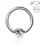 Stalowy piercing do brwi 316l - krążek z kryształkiem w okrągłej oprawie, 1,2 mm, średnica 6 mm Biżuteria e-shop Sklep