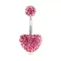 Biżuteria e-shop Stalowy piercing do brzucha, kulka i serce, różowe błyszczące cyrkonie Sklep