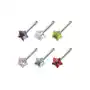 Biżuteria e-shop Stalowy piercing do nosa z kolorową cyrkonią - gwiazdka - kolor cyrkoni: przeźroczysty - c Sklep