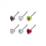 Stalowy piercing do nosa z kolorową cyrkonią - serduszko - kolor cyrkoni: fioletowy - a Biżuteria e-shop Sklep