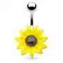 Biżuteria e-shop Stalowy piercing do pępka, akrylowy żółto-czarny kwiat słonecznika Sklep