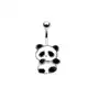 Stalowy piercing do pępka - panda z białą i czarną emalią Biżuteria e-shop Sklep