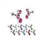 Stalowy piercing do tragusa ucha - trzy osadzone cyrkonie, różne kolory - kolor cyrkoni: różowy - p Biżuteria e-shop Sklep