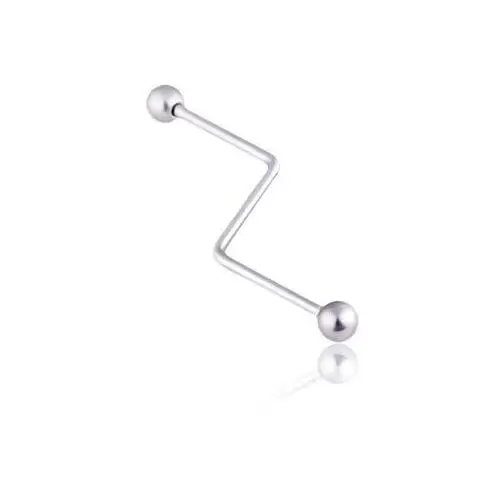 Biżuteria e-shop Stalowy piercing do ucha z kuleczkami, schodek - długość kolczyka: 32 mm