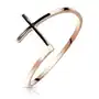 Biżuteria e-shop Stalowy pierścień 316l w kolorze miedzi - krzyż z czarną emalią, wąskie ramiona - rozmiar: 51 Sklep