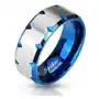 Biżuteria e-shop Stalowy pierścień niebieski - nacięcia na brzegach - rozmiar: 49 Sklep