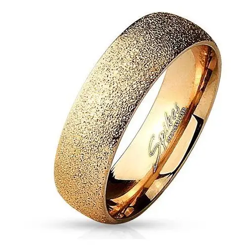 Stalowy pierścień różowo-złotego koloru - powierzchnia piaskowana z połyskującymi refleksami, 6 mm - rozmiar: 49 Biżuteria e-shop