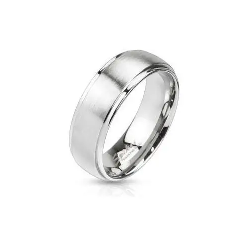 Biżuteria e-shop Stalowy pierścień srebrnego koloru - matowy pasek na środku, 8 mm - rozmiar: 59