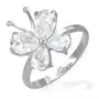 Stalowy pierścionek - cyrkoniowy motylek z czułkami - rozmiar: 54 Biżuteria e-shop Sklep