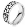Biżuteria e-shop Stalowy pierścionek, dwa grubsze pasy zarysów symetrycznych serc - rozmiar: 70 Sklep