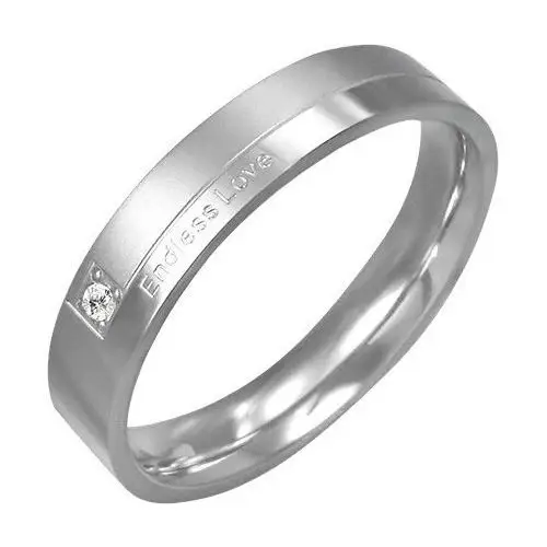 Stalowy pierścionek - endless love, cyrkonia - rozmiar: 46 Biżuteria e-shop