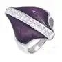 Biżuteria e-shop Stalowy pierścionek - fioletowy romb, cyrkoniowy pas - rozmiar: 54 Sklep