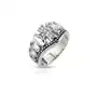 Biżuteria e-shop Stalowy pierścionek - krzyż z cyrkonii z kółkami na linii wyłożonej kropkami - rozmiar: 52 Sklep