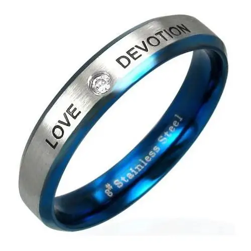 Stalowy pierścionek LOVE DEVOTION z cyrkonią - Rozmiar: 49, K11.10