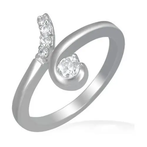 Biżuteria e-shop Stalowy pierścionek - pętelka z okrągłą przeźroczystą cyrkonią - rozmiar: 51