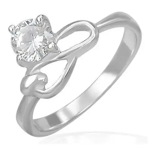 Biżuteria e-shop Stalowy pierścionek - przezroczysta cyrkonia i symbol nieskończoności - rozmiar: 50