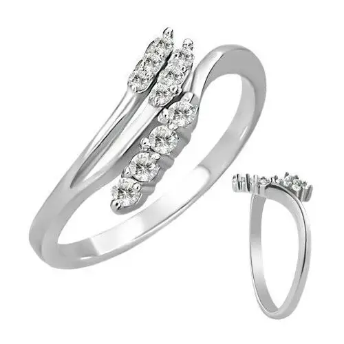 Biżuteria e-shop Stalowy pierścionek - rozgałęzienie z cyrkoniami - rozmiar: 50