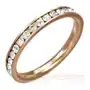 Biżuteria e-shop Stalowy pierścionek różowo-złotego koloru- przezroczyste cyrkonie wokół obwodu - rozmiar: 55 Sklep