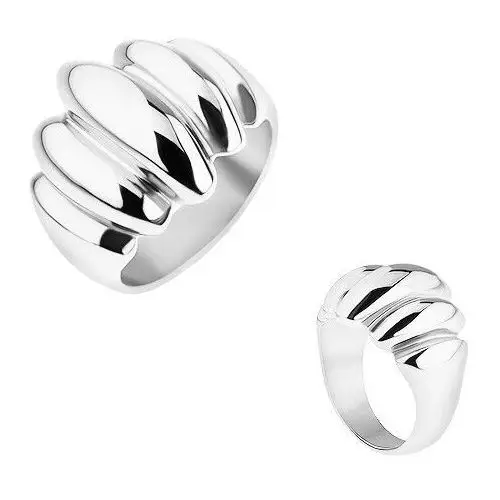 Stalowy pierścionek srebrnego koloru, lustrzany połysk, wypukłe owale - Rozmiar: 60, SP52.12