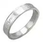 Stalowy pierścionek srebrnego koloru, matowy środek i lśniące krawędzie love & kiss - rozmiar: 52 Biżuteria e-shop Sklep