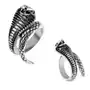 Stalowy pierścionek srebrnego koloru, wypukła patynowana kobra - rozmiar: 60 Biżuteria e-shop Sklep