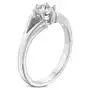 Stalowy pierścionek srebrnego koloru - zaręczynowy, rozdzielone ramiona, bezbarwna cyrkonia - Rozmiar: 52, D9.13 Sklep