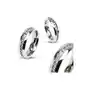 Stalowy pierścionek w kolorze srebrnym, linia środkowa z bezbarwnych cyrkonii - Rozmiar: 62, kolor szary Sklep