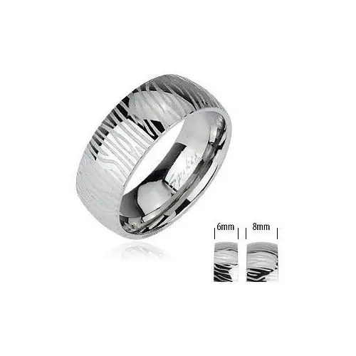 Stalowy pierścionek - wzór zebra - rozmiar: 61 Biżuteria e-shop