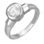Stalowy pierścionek z dużym cyrkoniowym oczkiem w metalowej oprawie - Rozmiar: 58 Sklep