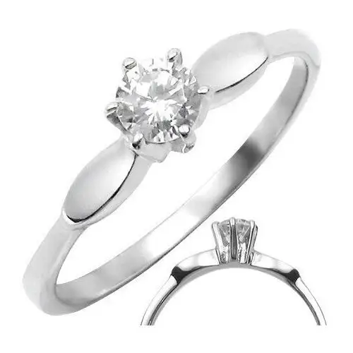 Biżuteria e-shop Stalowy pierścionek z przeźroczystą, wystającą cyrkonią z owalnymi dekoracjami - rozmiar: 56