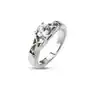 Stalowy pierścionek zaręczynowy - plecionka wokół okrągłej cyrkoni - rozmiar: 55 Biżuteria e-shop Sklep
