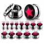 Stalowy tunel-plug do ucha, czerwona gwiazda - szerokość: 10 mm Biżuteria e-shop Sklep
