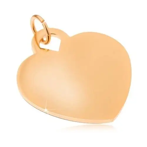 Biżuteria e-shop Stalowy wisiorek - płaskie złote symetryczne serce, lustrzany połysk
