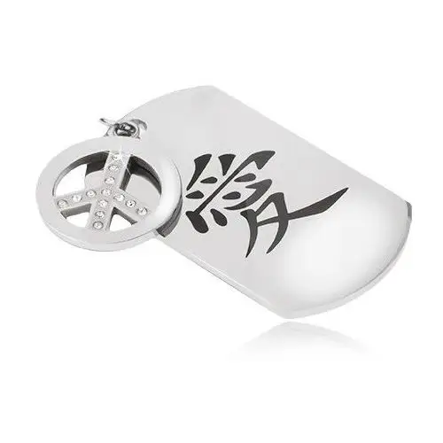 Biżuteria e-shop Stalowy wisiorek, płytka z chińskim symbolem miłości, znak pokoju