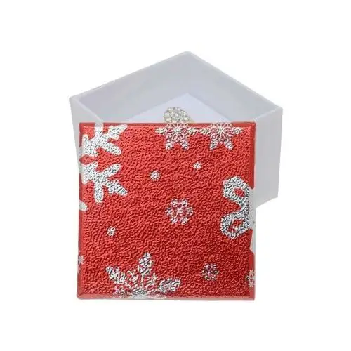 Świąteczne prezentowe pudełeczko na biżuterię - płatki śniegu, srebrno-czerwony kolor Biżuteria e-shop