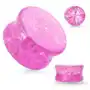 Biżuteria e-shop Szklany siodłowy plug do ucha z zaokrąglonymi krawędziami, przezroczysty, różowy kolor, efekt rozbicia - szerokość: 10 mm Sklep