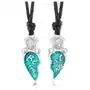 Biżuteria e-shop Sznurkowe naszyjniki, niebieskie podzielone serce na pół, misie, napis best friends Sklep